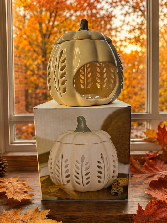 Cream ceramic pumpkin wax melt warmer